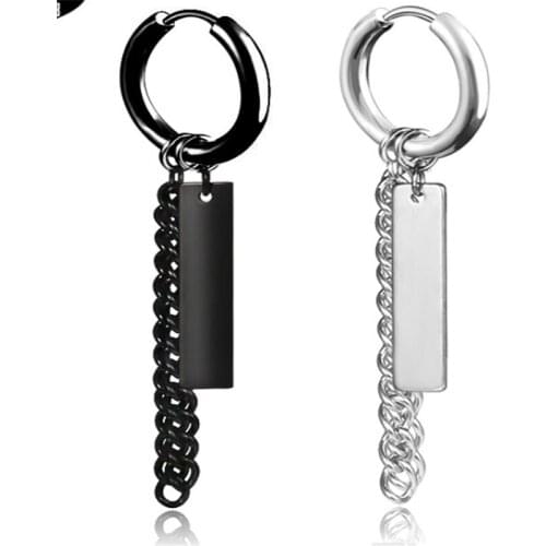 Hot Sale Stainless Steel Ear clip Punk Stud Earrings For Women Men Chain Tassel Ear Piercings Fashion Jewelry