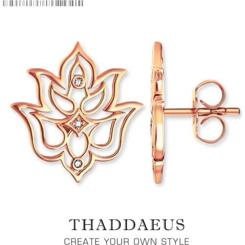 Flower Lotus Rose Gold Stud Earring,Europe Style Fashion Good Jewerly For Women,2018 Gift In 925 Sterling Silver,Super Deals