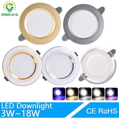 LED Downlight 3W 5W 9W 12W 15W 18W AC220V 240V downlight gold Silver White Ultra Thin Aluminum Round Recessed LED Spot Lighting