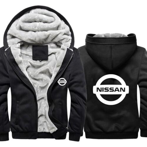 Hoodies Men Nissan Car Logo Print Jacket Mens Hoodies Casual Winter Thicken Warm Fleece cotton Zipper Raglan Coat Male Tracksuit