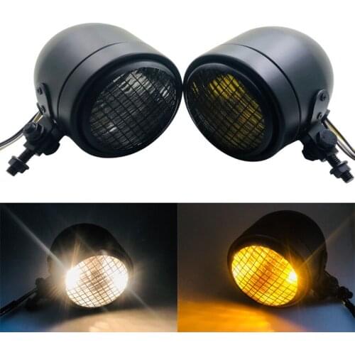 Retro Grill Universal Motorcycle Headlight 3.5 Inch Glass Lens ATV Front Lamp Round Indicator For Harley Davidson Ducati Benelli