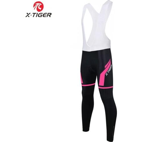 X-Tiger Women Keep Warm Thermal Bib Trousers With 3D Gel Pads Mountain Bicycle MTB Bike Tights Cycling Bib Pants