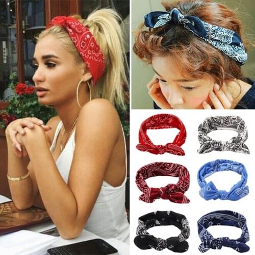 New Korea Fashion Women Bohemian Hair Bands Print Headbands Retro Cross Hair Band Headwrap Bandage Hair Accessories