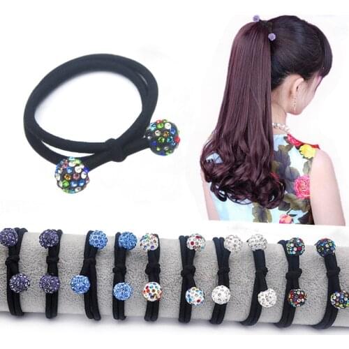 10PCS Simple Drill Ball Headdress Female Rubber Band Elastic Hair Bands Korean Headwear Children Hair Accessories Ornaments