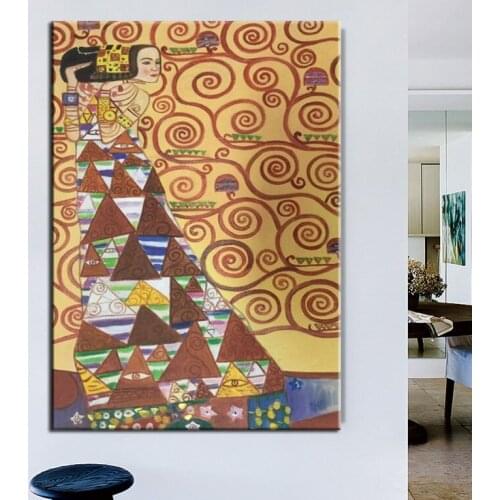100% Hand Painted Classic Artist Gustav Klimt Looking forward to Abstract Oil Painting Art Wall Pictures For Living Room
