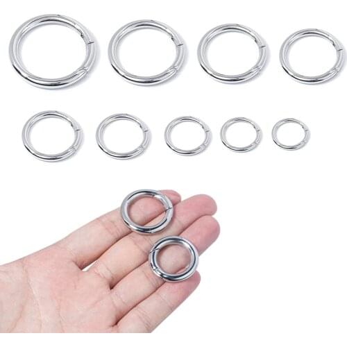 15-35mm Stainless Steel Spring Buckles Clips Carabiner Spring Snap Claps Round Push Trigger Snap Hooks Carabiner Bag Accessories