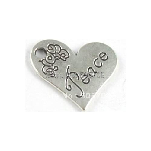 180PCS Tibetan Silver Color heart shape PEACE charm A15219