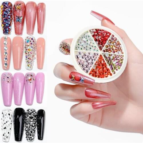 480 Pcs Color Crystal Glass Flat Rhinestone Size Mixed Set Nail Accessories High Quality DIY Nail Design Decorative Diamond