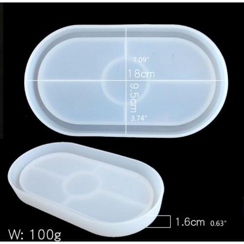 5Pcs DIY Ashtray Silicone Mold Oval Epoxy Resin Casting Coaster Molds Art Tools