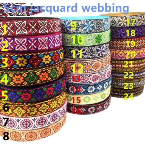 5cm single face woven jacquard webbing,national style straps webbing,guitar strap ribbon,shoes webbing,apparel webbing