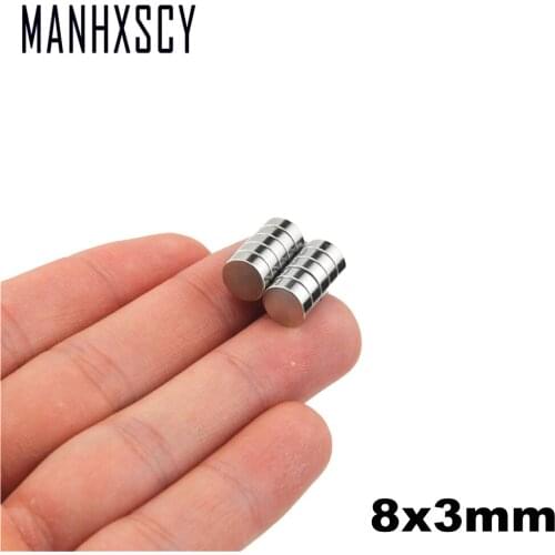 500pcs Neodymium N35 Dia 8mm X 3mm Strong Magnets Tiny Disc NdFeB Rare Earth For Crafts Models Fridge Sticking magnet 8x3mm