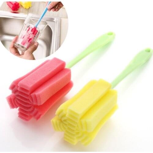 6Pcs Cup Brush Kitchen Cleaning Tool Sponge Brush For Wineglass Bottle Coffe Tea Glass Cup Mug handle Brush wholesale