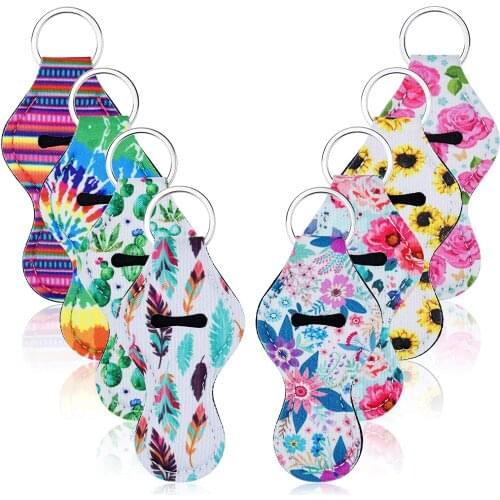 8pcs Chapstick Keychain Holder Lip Gloss Neoprene Balm Keyring Holder with Metal Clip Xmas Gifts for Friends Girlfriend