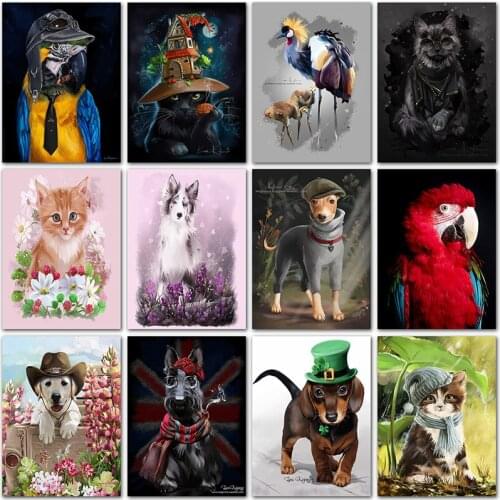 5D DIY Diamond Painting animals Cute dog cat home decor Full Square Diamond embroidery Cross stitch Full Round Diamond mosaic