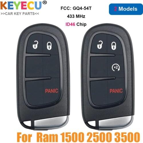 KEYECU Smart Remote Control Car Key for Ram 1500 2500 3500 2013 2014 2015 2016 2017 2018 2019, Fob 433MHz - ID46 Chip - GQ4-54T