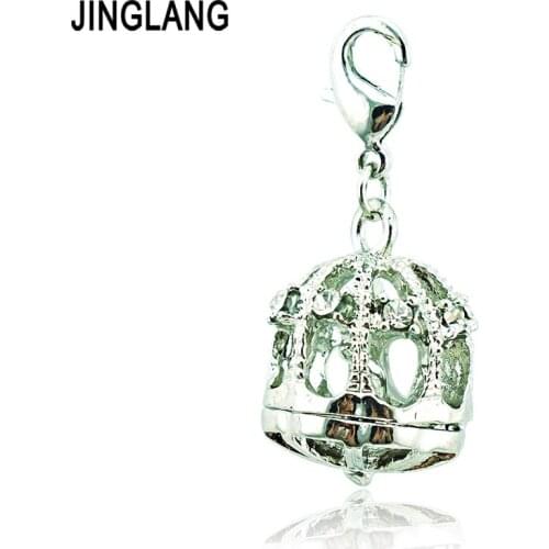 JINGLANG Brand New Wholesale Price High Quality Silver Birdcage Pendant Lobster Clasp Charms for Bracelet/Necklace Accessories