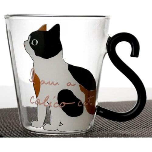 Cat Cup Household Water Cups Resistant Tropical Glass Creative Milk Coffee Mug Lovers Cup 6 Sets