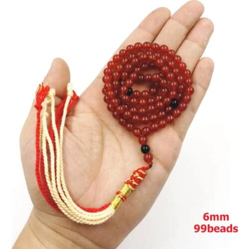 Tasbih Natural Red agate stone 99beads 6mm cotton tassel pocket prayer beads Muslim bracelet arab fashion gift islamic Rosary