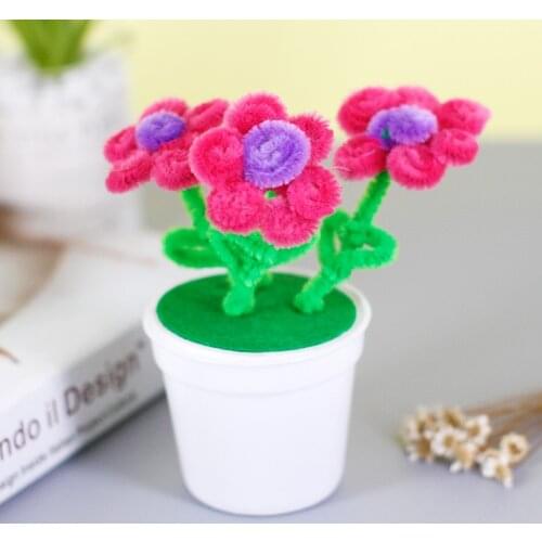 Diy Flower Pot Multicolour Chenille Stems Pipe Cleaners Handmade Children Toys Art Craft Material Kids Creativity Handicraft