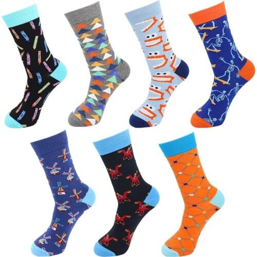 DTSTARZG Men Casual cotton woman Happy Socks harajuku hip hop winter socks Funny Colorful Funny Gift