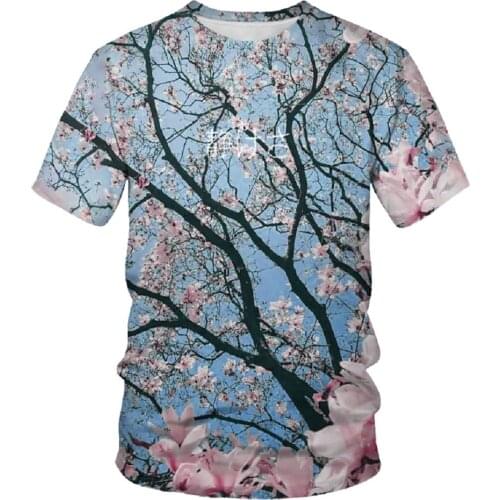 3D Digital Printing Plum Blossom Fashion Pattern Mens T-Shirt Hot Sale This Summer Men and Women with the Same T-Shirt Top