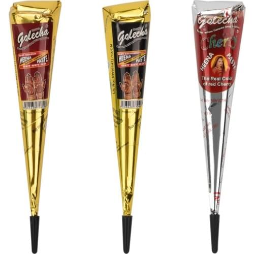 Indian Henna Tattoo Paste Black brown Red Henna Cones For Men Women Temporary Tattoo Sticker Template Body Paint Art Cream Cone