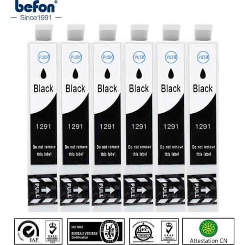 Befon Compatible Black Ink Cartridge Replacement for Epson T1291 T 1291 12XL 12 XL for Stylus SX420W SX425W SX525WD SX230