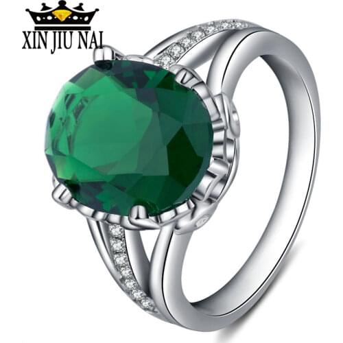 Gem JewelryPalace Pear 4ct Green Created Emerald Engagement Wedding Ring 925 anillos Silver Luxury Birthday/Party/Dance Ring