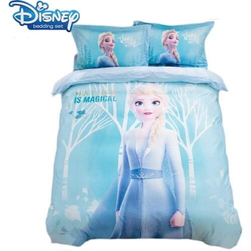 Disney Princess Frozen Elsa twin size bedding set for girls bedroom decor queen comforter covers fitted sheet 3pcs cartoon