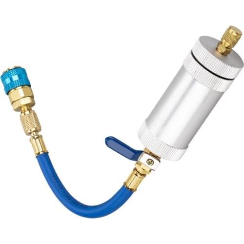 R12 R134A R22 Air Conditioning Car Oil Injection Dye Tool 2 Ounce 1/4" Pure Liquid Oil Coolant Filler Tube AC-UV02