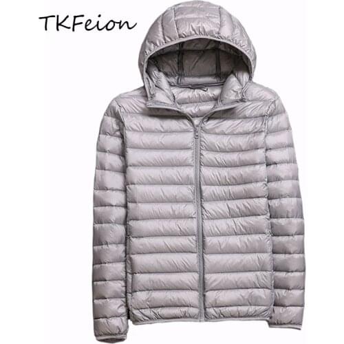 Spring Autumn Mens Jackets Coats Plus Size 3XL 4XL 5XL Warm 90% Duck Down Ultra Thin Light Male Winter Hooded Coats Portable Bag