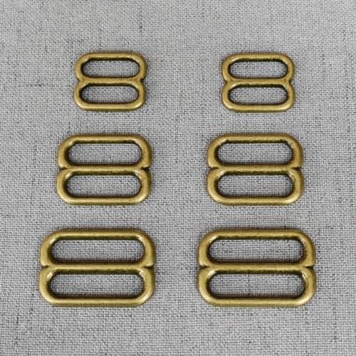 20 Pcs/Lot 15mm 20mm 25mm Bronze Webbing Metal Straps Adjuster Slider DIY Bag Dog Collar Belt Buckle Garment Sewing Accessory