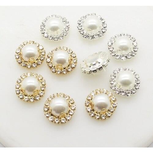 New Fashion Flat Bottom Round Pearl Metal Sewing Button DIY 10pcs/Lot 15mm Mixed Color Beautiful Wedding Decoration Accessories