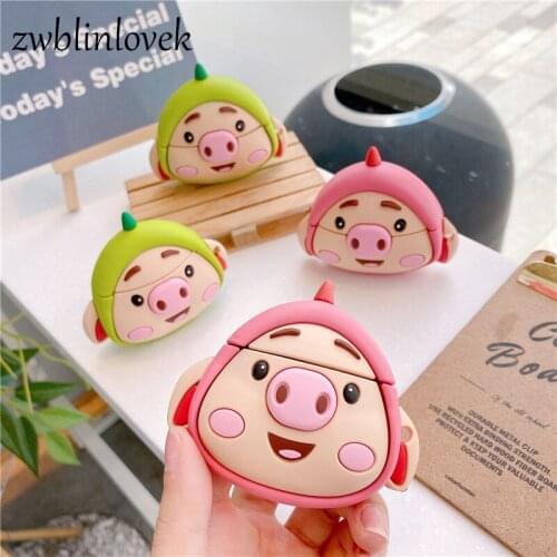 Cutie cartoon 3d pig for AirPods Pro2/3 Apple Bluetooth wireless headset Case for couples with soft Protective Cover
