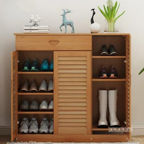 Mutifunctional Wood Shoe Cabinet MutiLayer Shoe Storage Cabinet Modern Simple Household Living Room Doorway Storage Cabinet