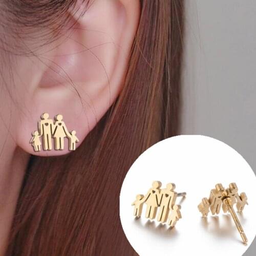 Fashion Stainless Steel Girl Cartoon Character Earrings Unusual Trumpet Ladies Earrings Golden Family High Quality Jewelry 2020