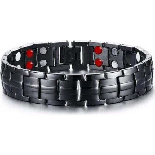 Stainless Steel 304L Mens Magnetic Therapy Health Energy Bracelets with Germanium Magnets Negative Ions Far Infrared Ray