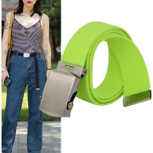 Fashion New Unisex Trousers Belts Canvas Belt Metal Buckle Men Women Boys Jeans Belts Candy Colors Roller Buckle 3.8cm