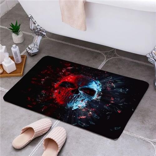 Cool Skull Entrance Door Floor Mat Door Mat Non-Slip Foot Pad Home Welcome Carpet For Hallway Bath Kitchen Doormat