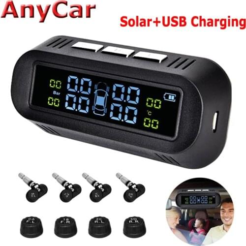 Solar Power TPMS Car Tire Pressure Alarm Monitor System Auto Security Alarm Systems Tyre Pressure Temperature Warning