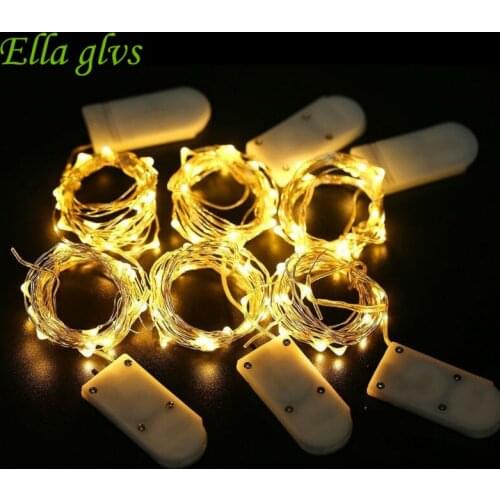 Led Strings 3pcs/lot Led Fairy Lights CR2032 Button Battery Operated 7Ft/2M 20LED Copper Light for Xmas Wedding Decoration