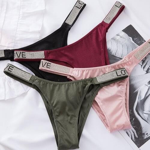 Womens Thong Pants European Fashion Panties Sexy Diamond T-Back Low Waist Belt T-Pants Seamless Womens Briefs Female G-String