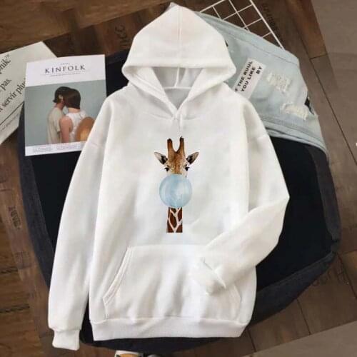 Women Pullover Hoodies Sweatshirts Autumn Winter Cute giraffe Printed Long Sleeve Streetwear Harajuku Pocket Oversized Hoodie