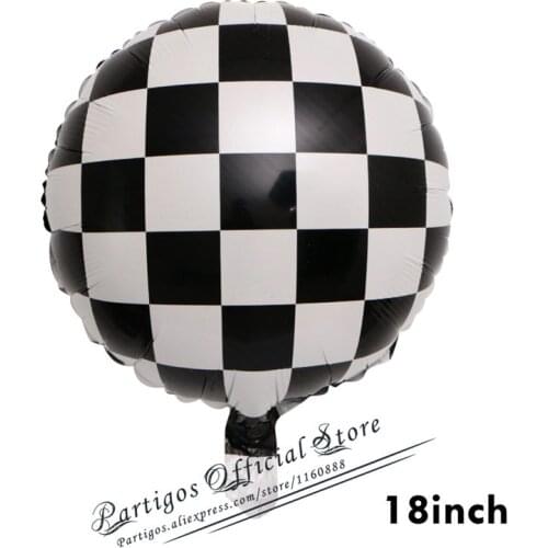 10pcs 18inch disco balloons helium foil balloons black white balloons Plaid patterns foil balloons Rock and roll theme party dec