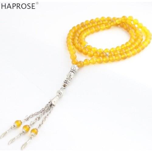 100% Natural Agate 99 Beads necklace Muslim Bracelet 6-10mm Tasbih Ala Rosaries yellow Agate Bracelet tasbin Free Shipping
