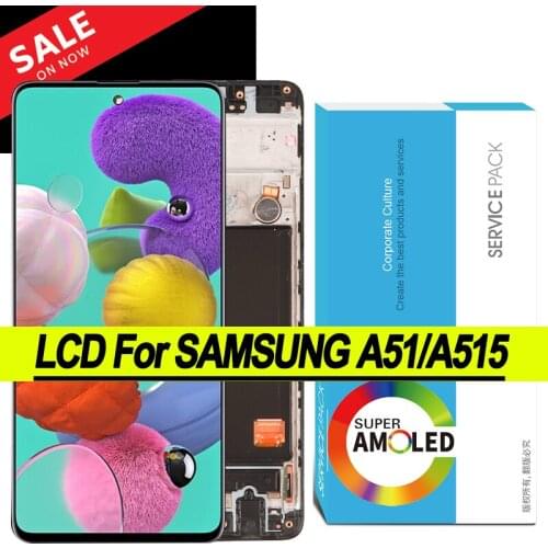 100% Original 6.5'' Super AMOLED Display for Samsung A51 2020 A515 A515F A515 A515F Full LCD Touch Screen Digitizer Repair Parts