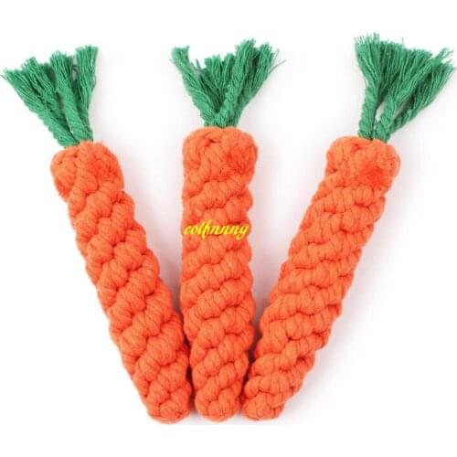 100pcs/lot 24cm Longth Pet Dog Chew Toys Clean Teeth Knot For Small Dog Puppy Braided Cotton Rope Carrot Toy For Fun
