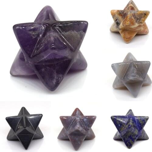 20MM Merkaba Stars Healing Crystal Natural Stones Statue DIY Jewelry Minerals Chakra Wiccan Reiki Energy Decoration Wholesale
