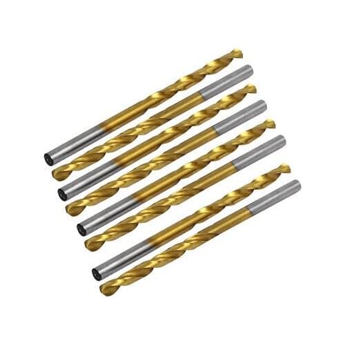 3.4mm Drilling Dia Titanium Plated 2-Flute Straight Shank Twist Drill Bit 8pcs