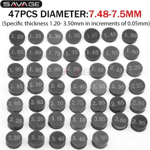 Motorcycle Universal 47 Pcs Adjustable Valve Gasket Shim Complete Refill Kit For 7.48mm Diameter HONDA YAMAHA KAWASAKI DUCATI